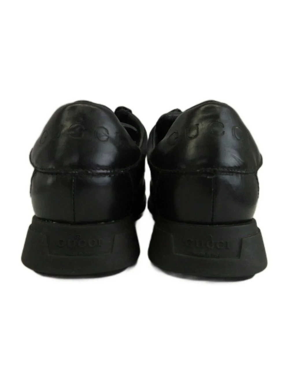 Gucci Sneakers Cowhide Leather Nylon Low Cut Double Velcro Black 6.5